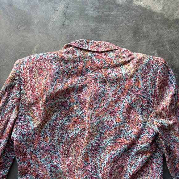 Zara Basic Blazer Women's Medium Paisley Print Knit Stretch One Button Jacket - Picture 9 of 12